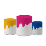 Trio Capas de Cilindros Sublimados Decorativo Tema Aquarela Decoração Festa Colorida