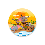 Capa Painel Redondo Decorativo Tema Arca de Noé Animais Decoração Festa Infantil