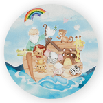 Capa Painel Redondo Decorativo Tema Arca de Noé Animais Decoração Festa Infantil