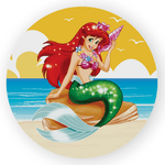 Capa Painel Redondo Decorativo Tema Ariel Princesa Decoração Menina Infantil