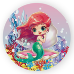 Capa Painel Redondo Decorativo Tema Ariel Princesa Decoração Menina Infantil