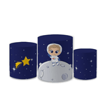 Trio Capas de Cilindros Sublimados Decorativo Tema Astronauta Colorido Decoração Infantil Menino