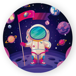 Capa Painel Redondo Decorativo Tema Astronauta Espaço Decoração Festa Infantil