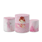 Trio Capas de Cilindros Sublimados Decorativo Tema Bailarina Decoração Infantil Menina