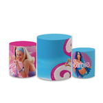 Trio Capas de Cilindros Sublimados Decorativo Tema Barbie Girl Decoração Infantil Menina