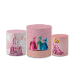 Trio Capas de Cilindros Sublimados Decorativo Tema Infantil Menina Princesa Aurora Bela Adormecida