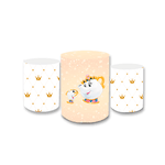 Trio Capas de Cilindros Sublimados Decorativo Tema Infantil Menina Princesa Bela e a Fera Decoração