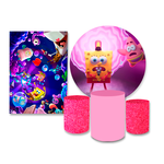 Kit Casadinho Capa Painel Redondo + Retangular + Trio Capas de Cilindro Tema Bob Sponja Decoração Infantil