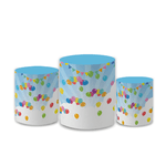 Trio Capas de Cilindros Sublimados Decorativo Tema Infantil Bolofofos Decoração Festa Menino Menina Colorido