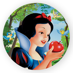 Capa Painel Redondo Decorativo Tema Princesa Branca de Neve Decoração Festa Menina
