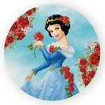 Capa Painel Redondo Decorativo Tema Princesa Branca de Neve Decoração Festa Menina