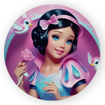 Capa Painel Redondo Decorativo Tema Princesa Branca de Neve Decoração Festa Menina