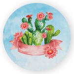 Capa Painel Redondo Decorativo Tema Cactus Deserto Decoração