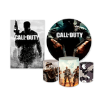 Kit Casadinho Capa Painel Redondo + Retangular + Trio Capas de Cilindro Tema Call of Duty Decoração