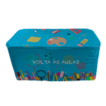 Capa Mesa Tecido Premium Sublimado Veste Fácil 0,70x1,40 Tema Volta as Aulas Colorido Decoração Infantil