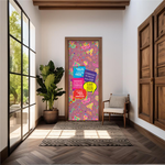 Capa De Porta Em Tecido Sublimado 2,0x0,8m C/ Elástico Decoração Tema Carnaval Festival Decorativo Samba Colorido
