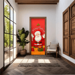 Capa De Porta Em Tecido Sublimado 2,0x0,8m C/ Elástico Decoração Tema Natal Merry Christmas Decoração Data Especial Copia Copia