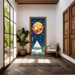 Capa De Porta Em Tecido Sublimado 2,0x0,8m C/ Elástico Decoração Tema Natal Merry Christmas Decoração Data Especial