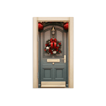 Capa De Porta Em Tecido Sublimado 2,0x0,8m C/ Elástico Decoração Tema Natal Merry Christmas Decoração Data Especial
