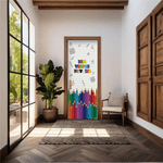 Capa De Porta Em Tecido Sublimado 2,0x0,8m C/ Elástico Decoração Tema Volta as Aulas Colorido Decoração Infantil