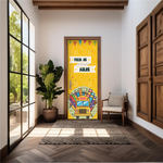 Capa De Porta Em Tecido Sublimado 2,0x0,8m C/ Elástico Decoração Tema Volta as Aulas Colorido Decoração Infantil