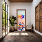 Capa De Porta Em Tecido Sublimado 2,0x0,8m C/ Elástico Decoração Tema Volta as Aulas Colorido Decoração Infantil