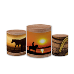 Trio Capas de Cilindros Sublimados Decorativo Tema Cavalo Country Decoração