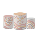 Trio Capas de Cilindros Sublimados Decorativo Tema Chuva de Amor Decoração Colorido Festa