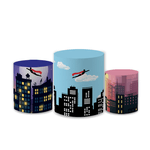 Trio Capas de Cilindros Sublimados Decorativo Tema Cidade Herói Decoração