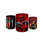 Trio Capas de Cilindros Sublimados Decorativo Tema Dead Pool Decoração Festa