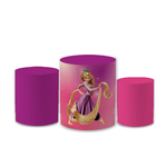 Trio Capas de Cilindros Sublimados Decorativo Tema Princesa Rapunzel Desenho Enrolados Decoração Infantil