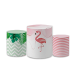 Trio Capas de Cilindros Sublimados Decorativo Tema Flamingo Decoração Festa