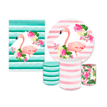 Kit Casadinho Capa Painel Redondo + Retangular + Trio Capas de Cilindro Tema Flamingo Rosa Decoração