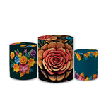 Trio Capas de Cilindros Sublimados Decorativo Tema Floral Flores Decoração Festa Colorido