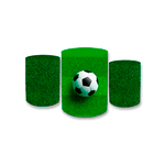 Trio Capas de Cilindros Sublimados Decorativo Tema Futebol Menino Decoração