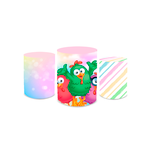 Trio Capas de Cilindros Sublimados Decorativo Tema Galinha Pintadinha Infantil Decoração Festa