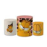 Trio Capas de Cilindros Sublimados Decorativo Tema Garfield Filme Decoração Festa Infantil