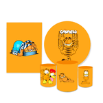 Kit Casadinho Capa Painel Redondo + Retangular + Trio Capas de Cilindro Tema Garfield Gato Decoração Infantil
