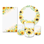 Kit Casadinho Capa Painel Redondo + Retangular + Trio Capas de Cilindro Tema Girassol Flor Decorativo