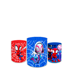 Trio Capas de Cilindros Sublimados Decorativo Tema Homem Aranha Decoração Festa Menino