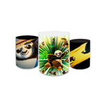 Trio Capas de Cilindros Sublimados Decorativo Tema Kung Fu Panda Filme Dragão Guerreiro Decoração Festa