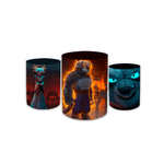 Trio Capas de Cilindros Sublimados Decorativo Tema Kung Fu Panda Filme Dragão Guerreiro Decoração Festa