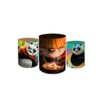 Trio Capas de Cilindros Sublimados Decorativo Tema Kung Fu Panda Filme Dragão Guerreiro Decoração Festa