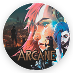 Capa Painel Redondo 1,5x1,5 de Festa Veste Fácil Sublimados Malha New Tema Arcane Serie League of Legends Decoração Festa