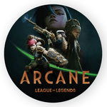 Capa Painel Redondo 1,5x1,5 de Festa Veste Fácil Sublimados Malha New Tema Arcane Serie League of Legends Decoração Festa