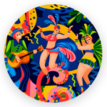 Capa Painel Redondo 1,5x1,5 de Festa Veste Fácil Sublimados Malha New Tema Carnaval Festival Bloquinho Colorido Decoração