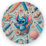 Capa Painel Redondo 1,5x1,5 de Festa Veste Fácil Sublimados Malha New Tema Lilo e Stitch Fofo Colorido Decoração Festa