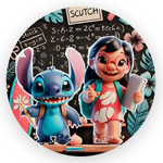 Capa Painel Redondo 1,5x1,5 de Festa Veste Fácil Sublimados Malha New Tema Lilo e Stitch Fofo Colorido Decoração Festa