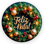 Capa Painel Redondo 1,5x1,5 de Festa Veste Fácil Sublimados Malha New Tema Natal Papai Noel Decoração Natalina