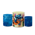 Trio Capas de Cilindros Sublimados Decorativo Tema Lilo e Stitch Decoração Festa Infantil